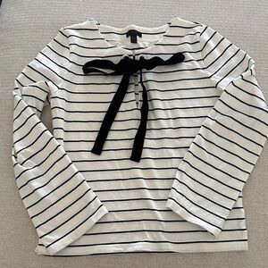 J Crew Striped Top with Velvet bow